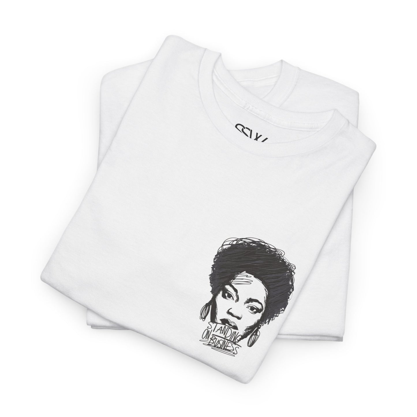Bold Face Standing on Business Casual T-Shirt