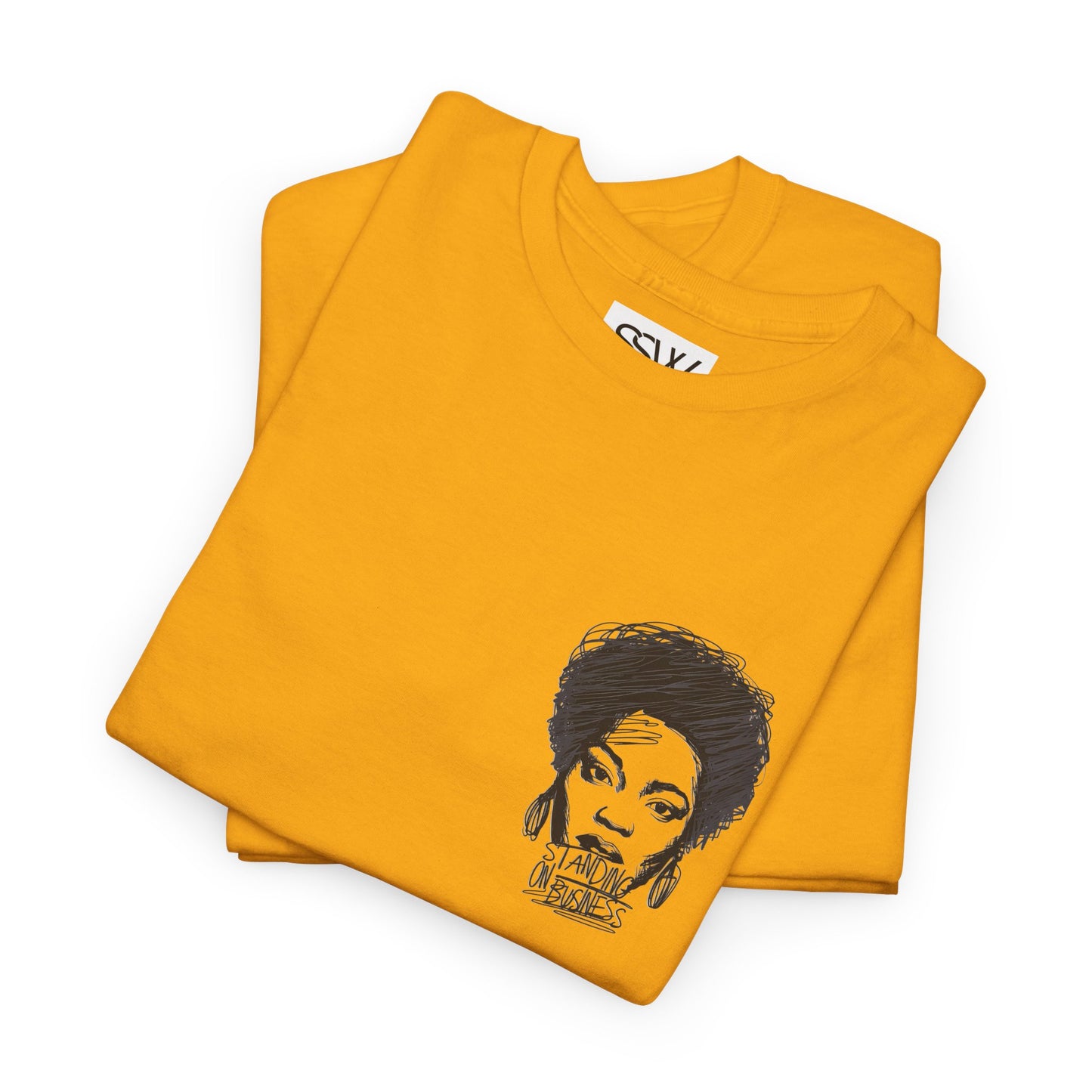 Bold Face Standing on Business Casual T-Shirt