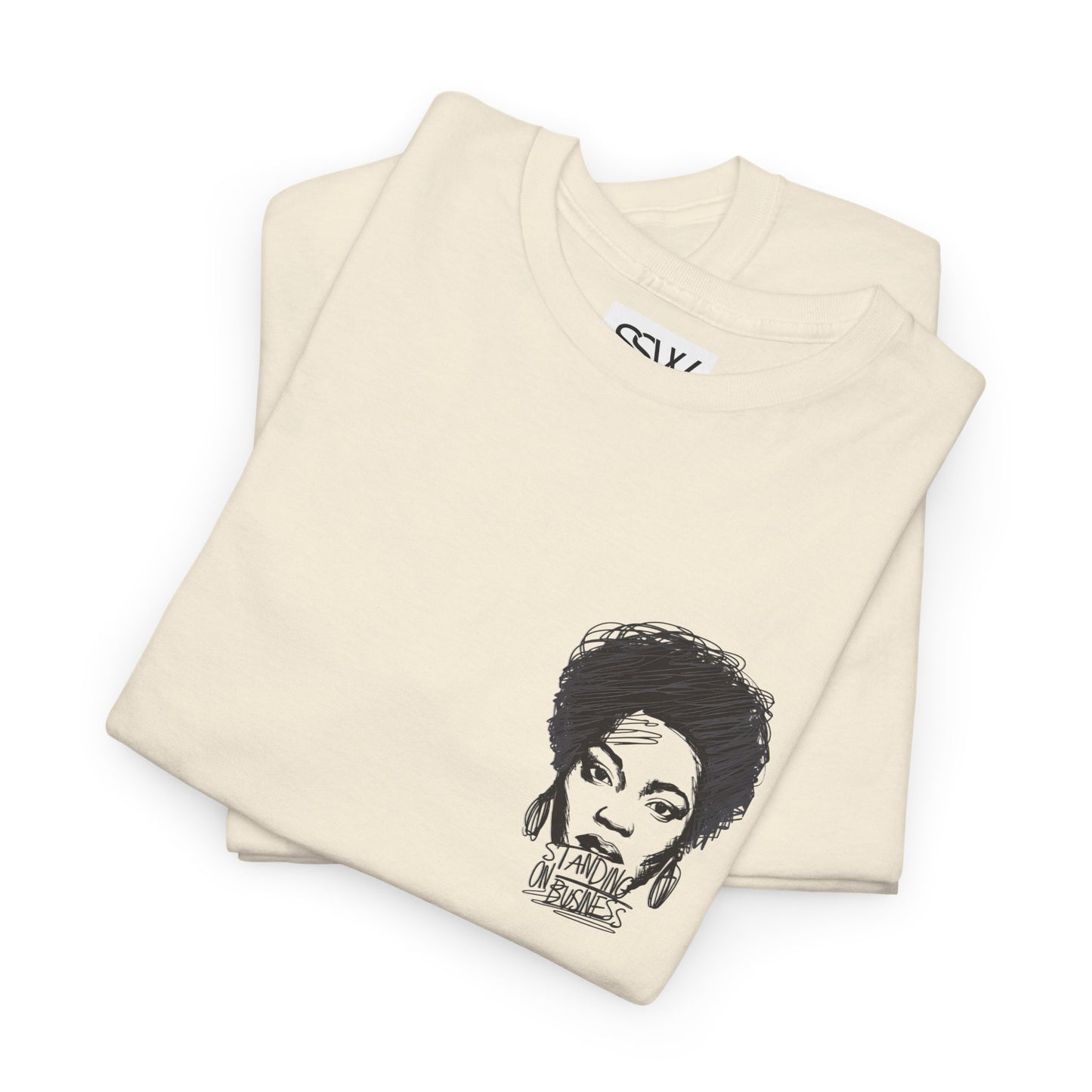 Bold Face Standing on Business Casual T-Shirt