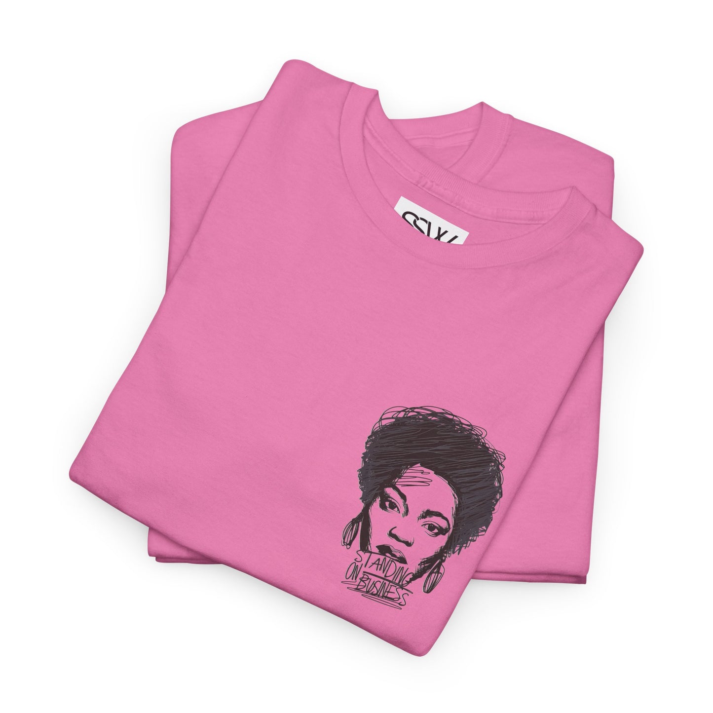 Bold Face Standing on Business Casual T-Shirt