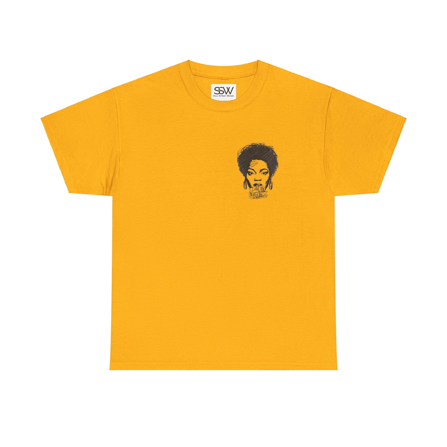 Bold Face Standing on Business Casual T-Shirt