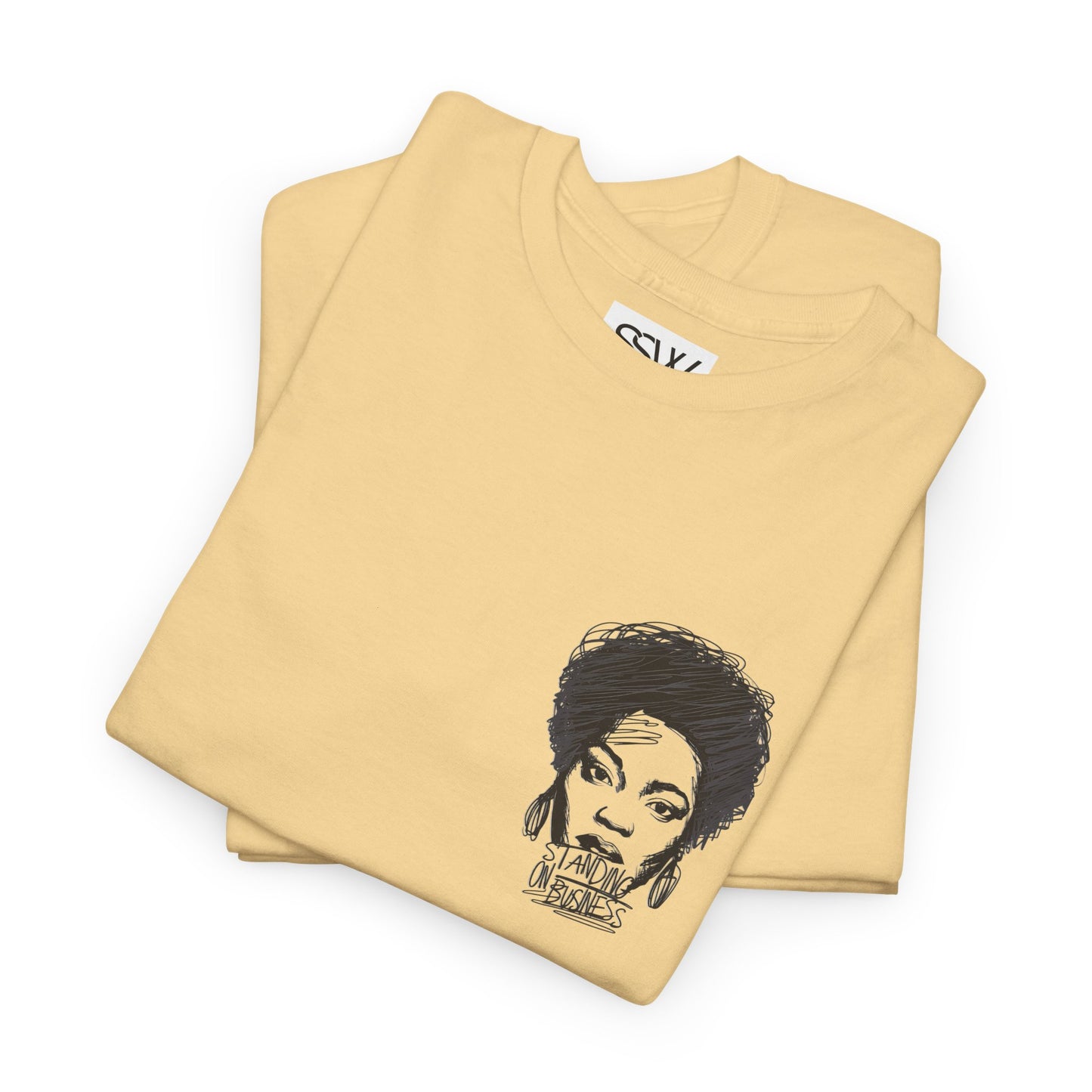 Bold Face Standing on Business Casual T-Shirt