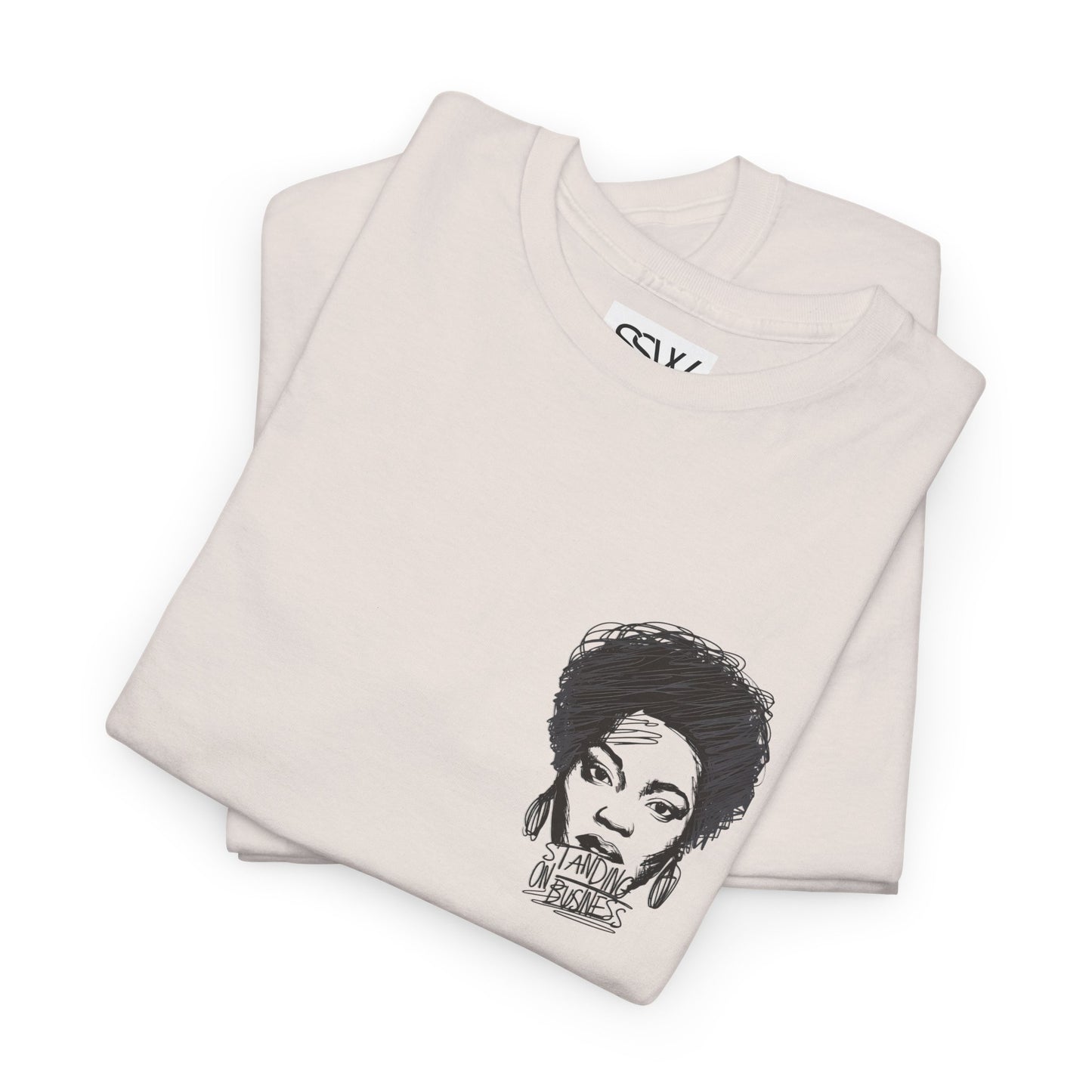 Bold Face Standing on Business Casual T-Shirt
