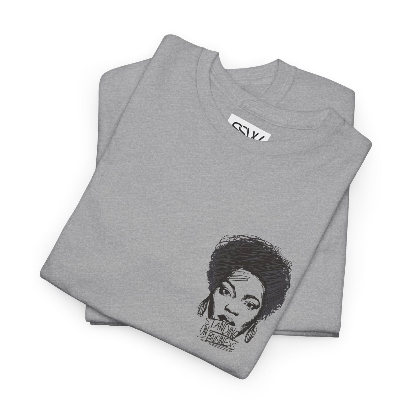 Bold Face Standing on Business Casual T-Shirt