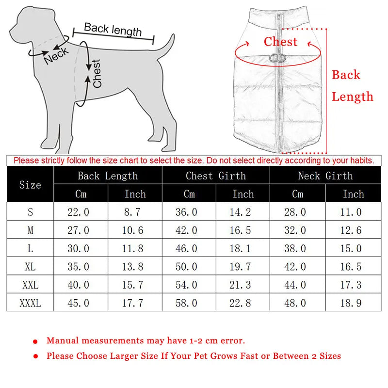 Bossiere Waterproof Pet Winter Vest