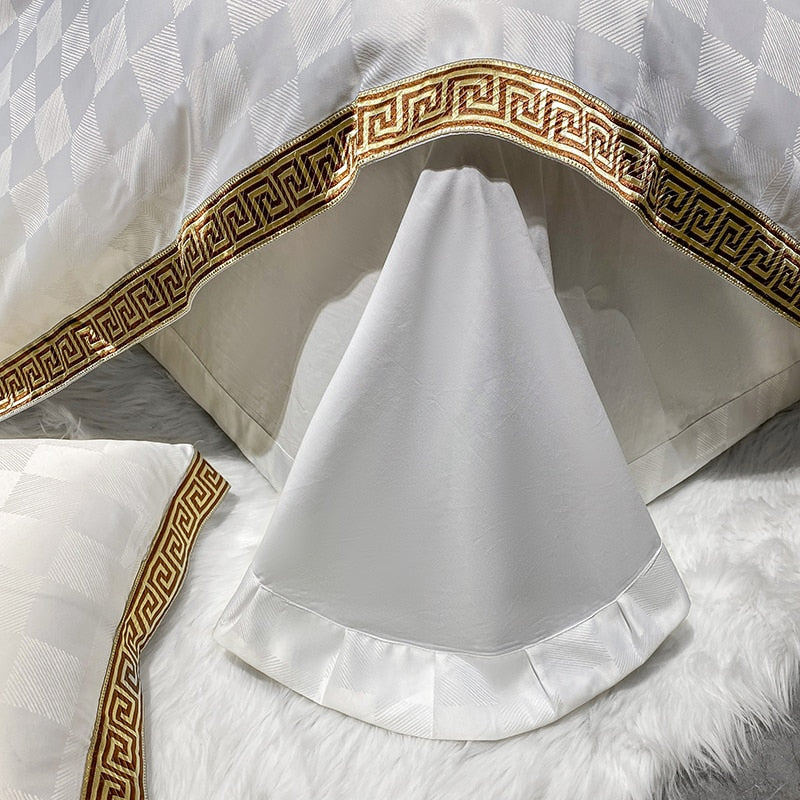 Golden Rim Luxury Satin Jacquard Bedcover
