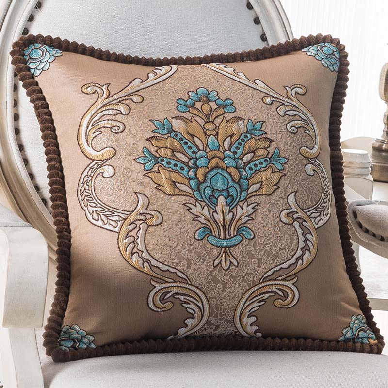 Floral Embroidered Jacquard Pillow Cover