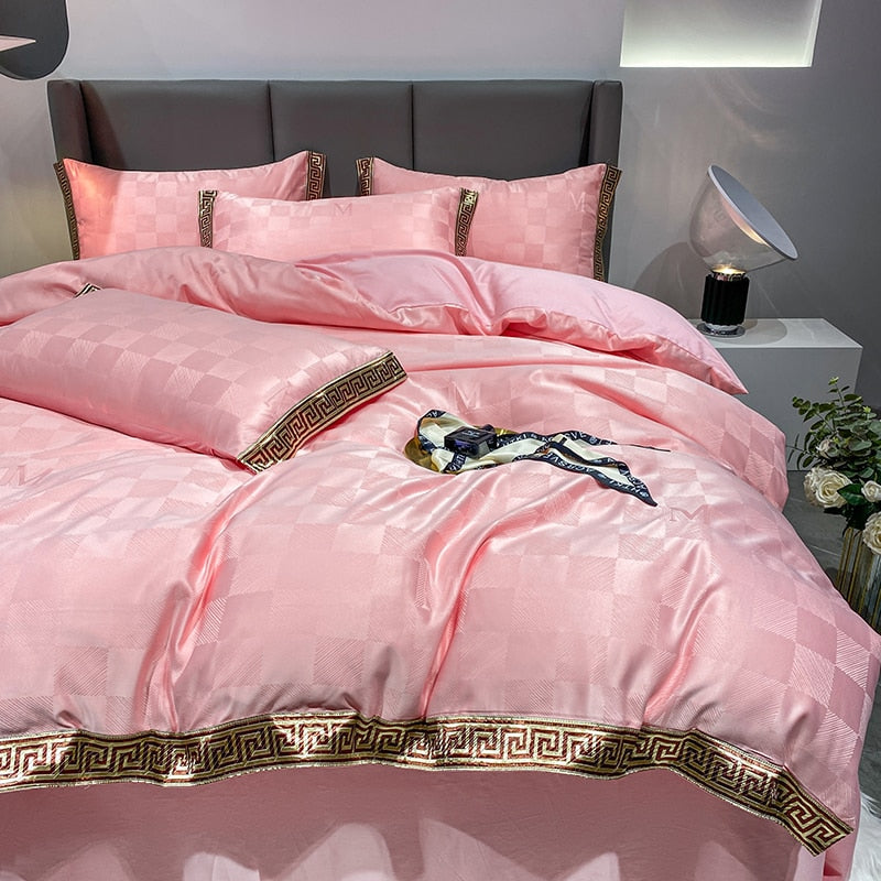Golden Rim Luxury Satin Jacquard Bedcover