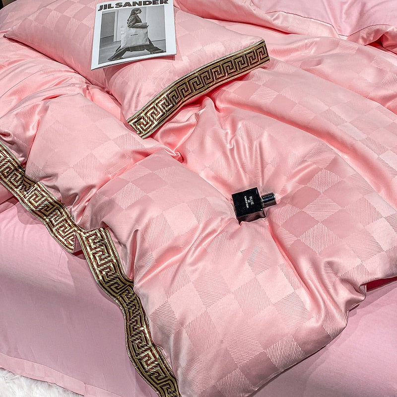 Golden Rim Luxury Satin Jacquard Bedcover