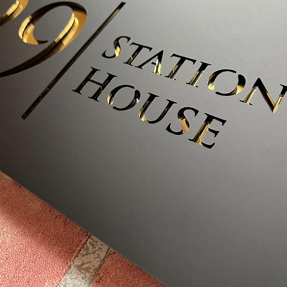 Encore Custom Outdoor Black Laser Cut Name Plaque