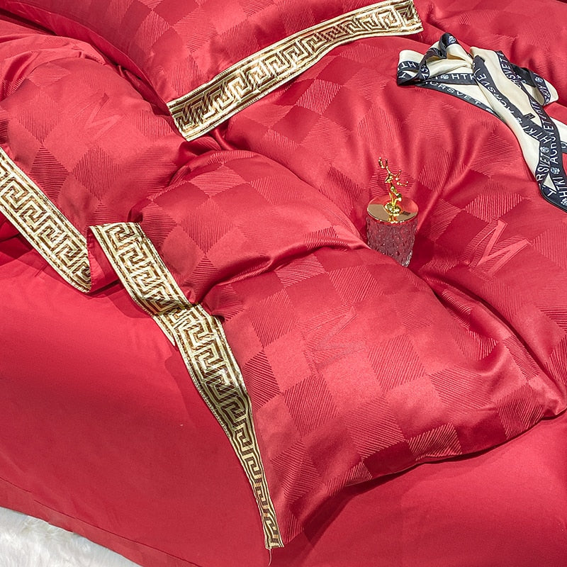 Golden Rim Luxury Satin Jacquard Bedcover