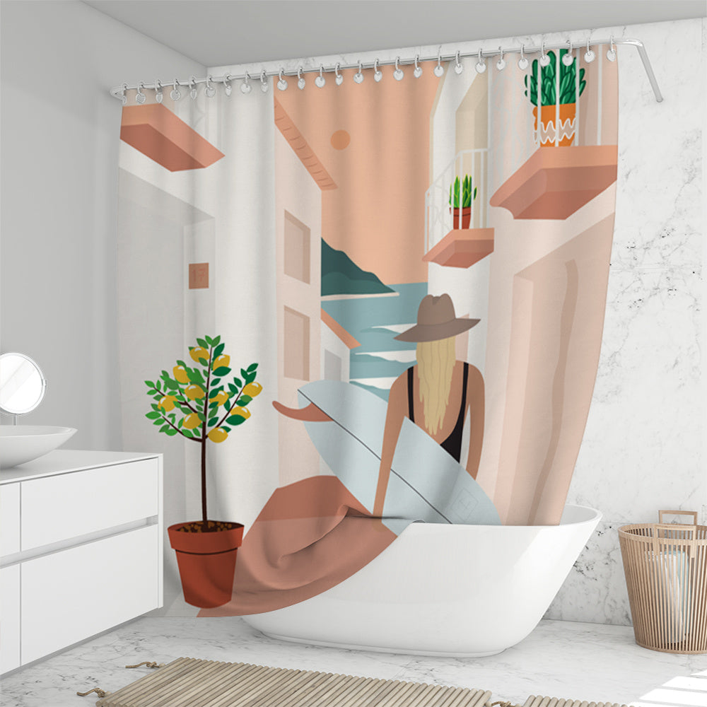 Flowing Modern Shower Curtain