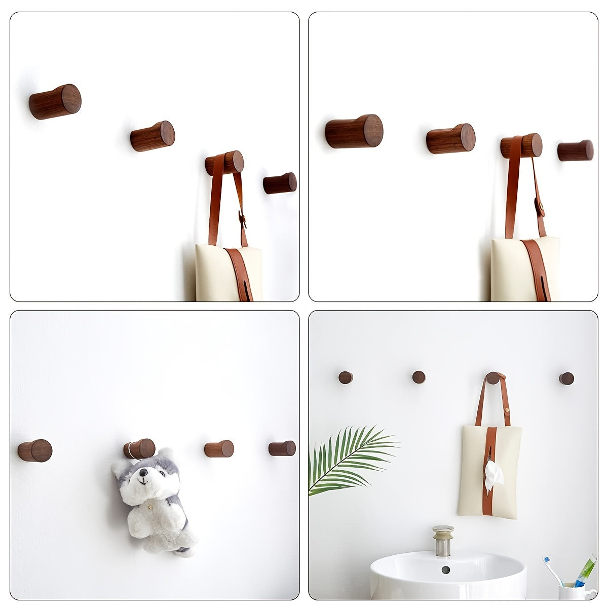 Walnut Wooden Wall Hooks