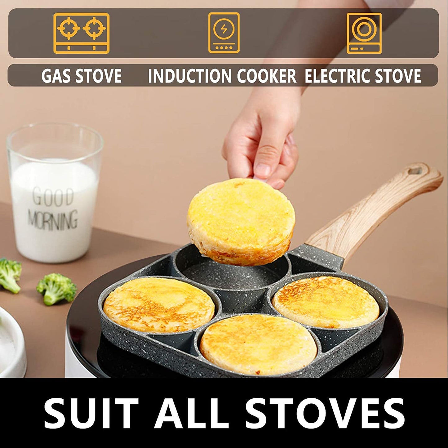 Quad Holes Non Stick Iron Pan