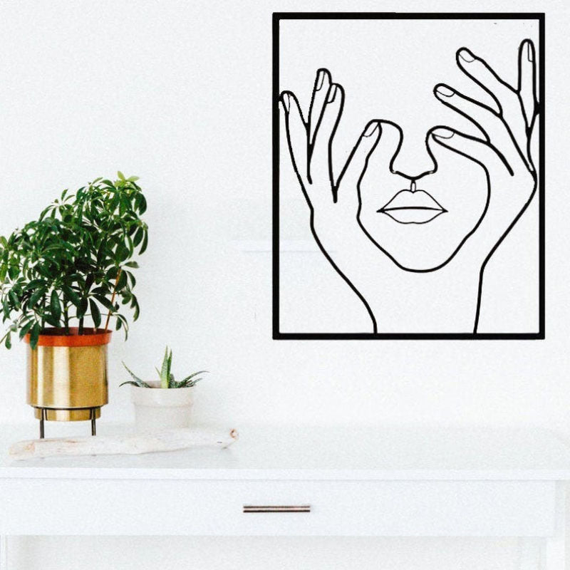 Abstract Female Line Art Metal Decor