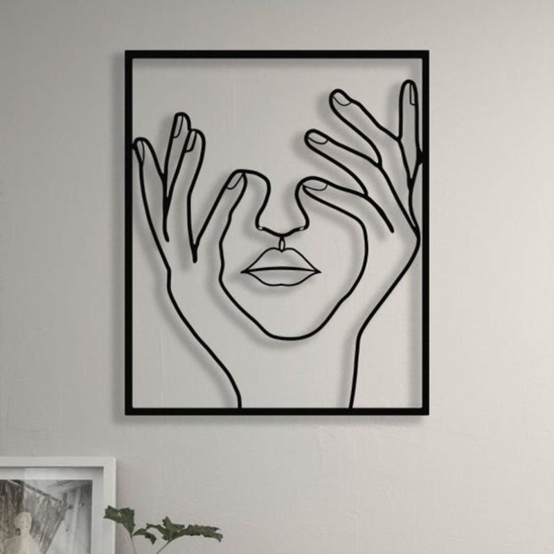 Abstract Female Line Art Metal Decor