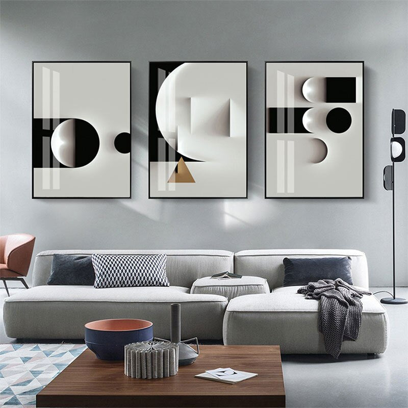 Geometric Tonal Abstract Canvas Art