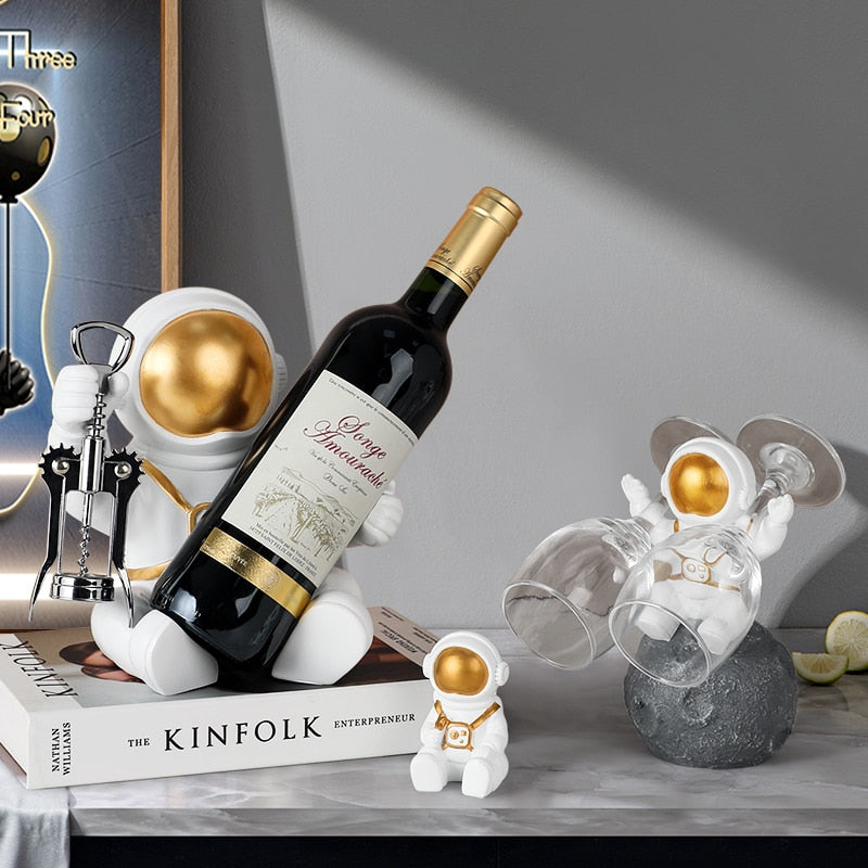 Golden Astro Wine Rack Decor