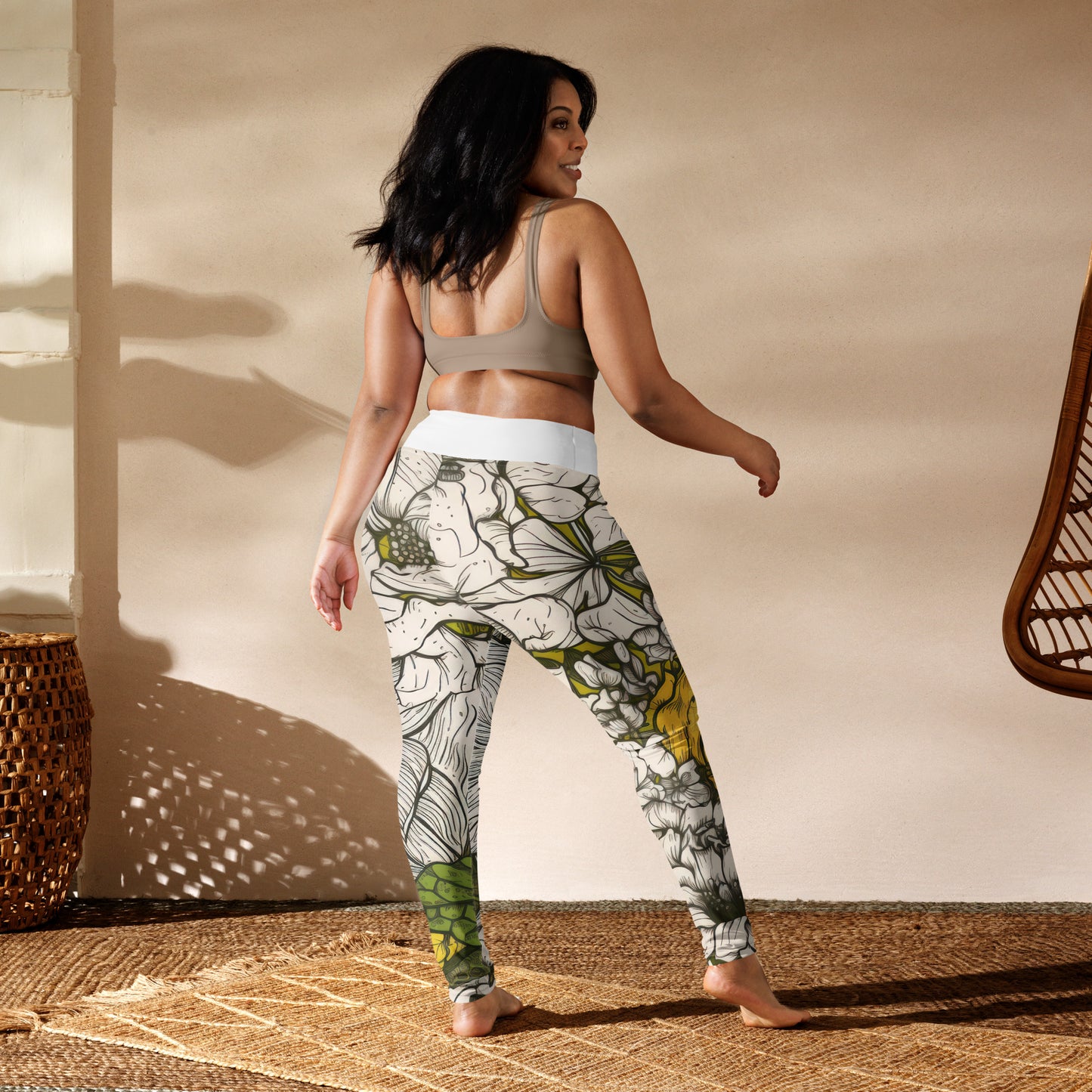 Floral Green Yoga Leggings