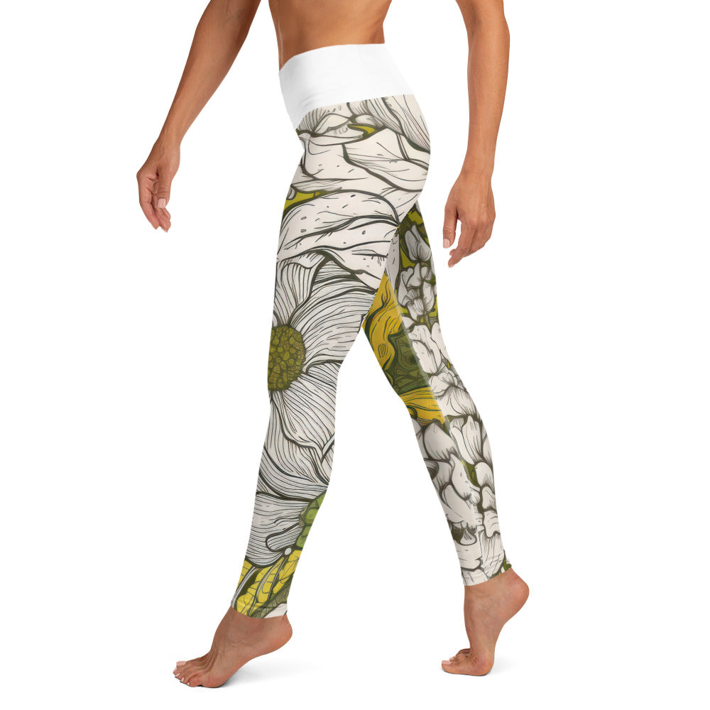 Floral Green Yoga Leggings