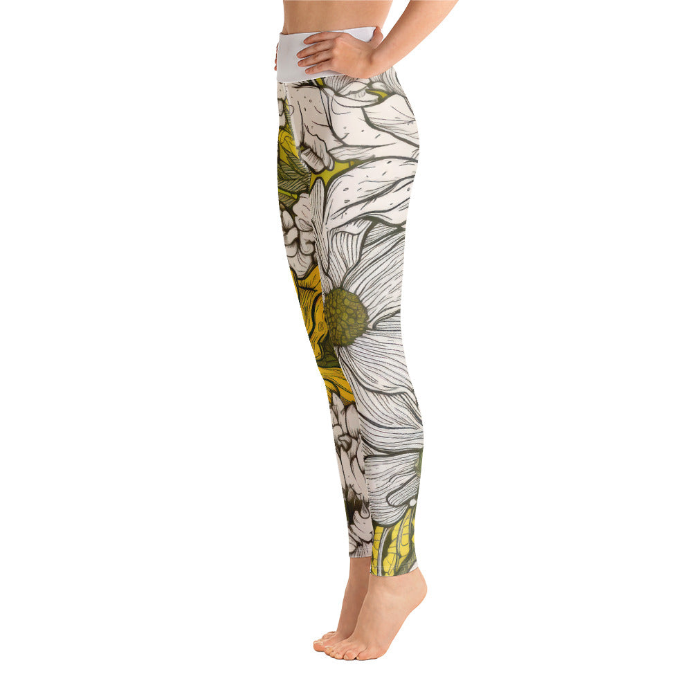 Floral Green Yoga Leggings