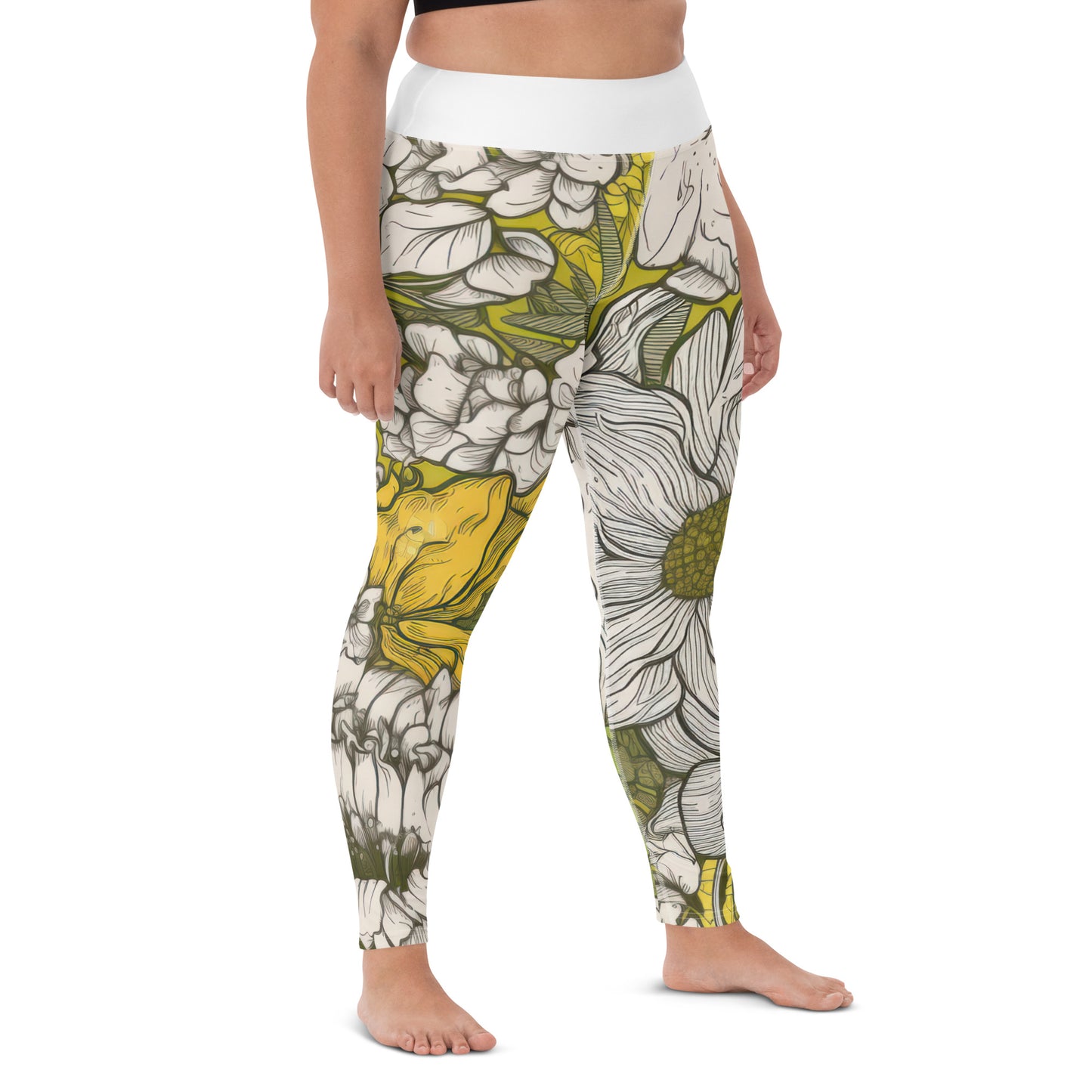 Floral Green Yoga Leggings