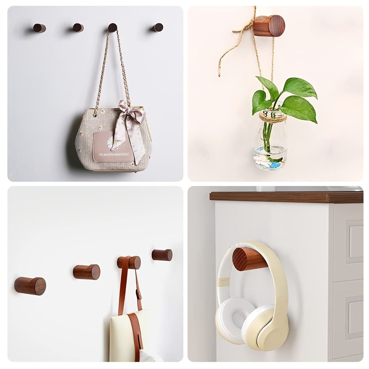 Walnut Wooden Wall Hooks