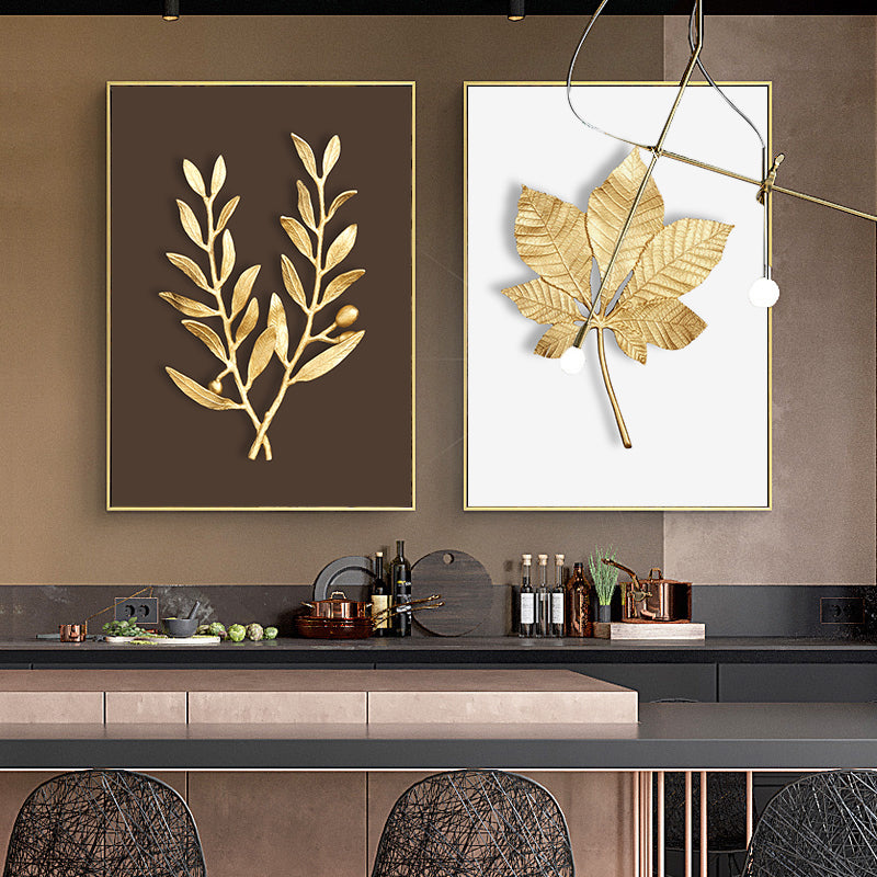 Abstract Modern Golden Leaf Print