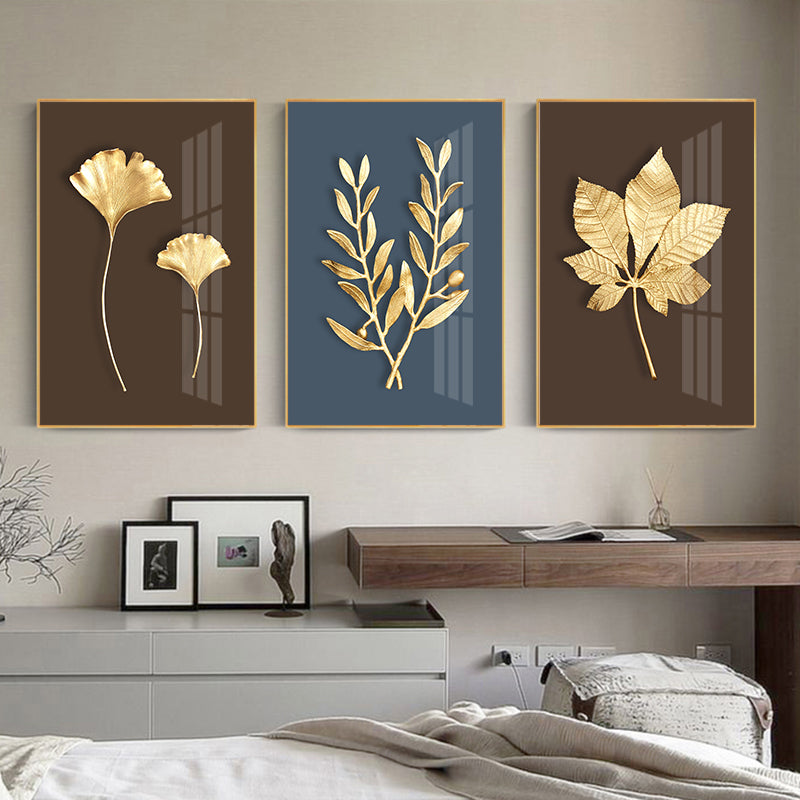 Abstract Modern Golden Leaf Print