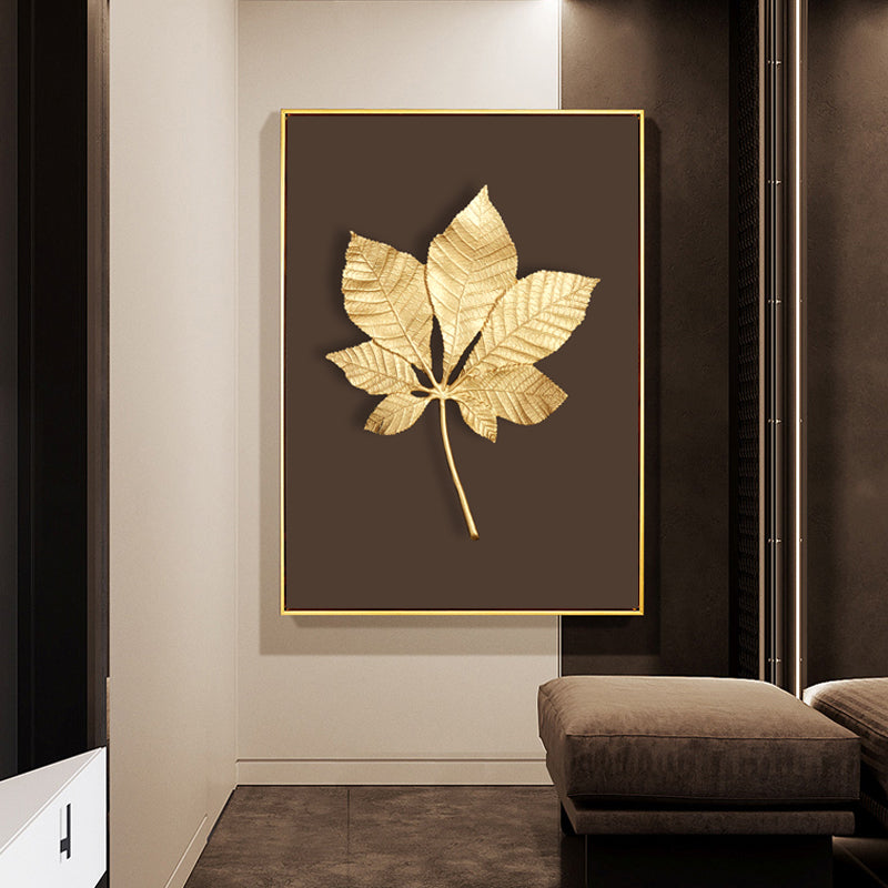 Abstract Modern Golden Leaf Print