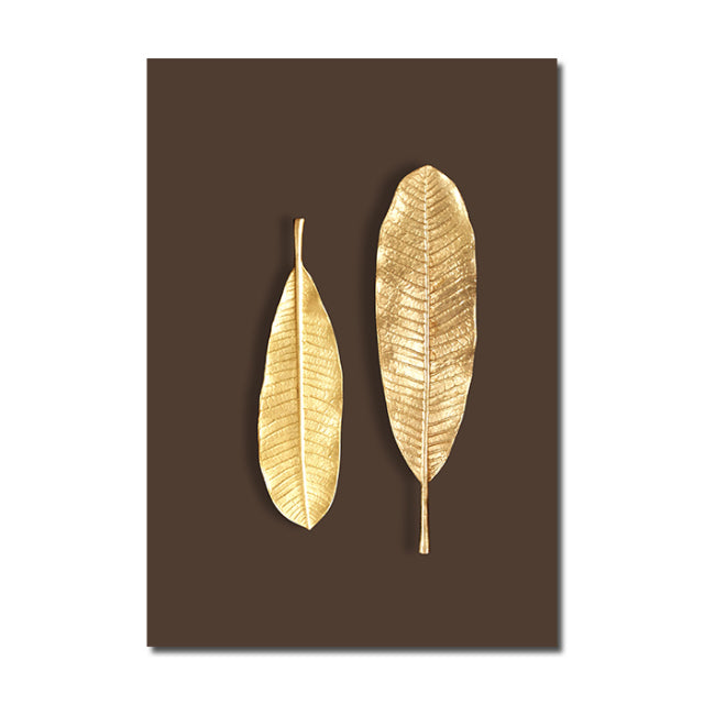 Abstract Modern Golden Leaf Print