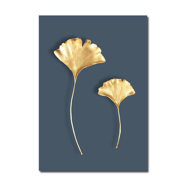 Abstract Modern Golden Leaf Print