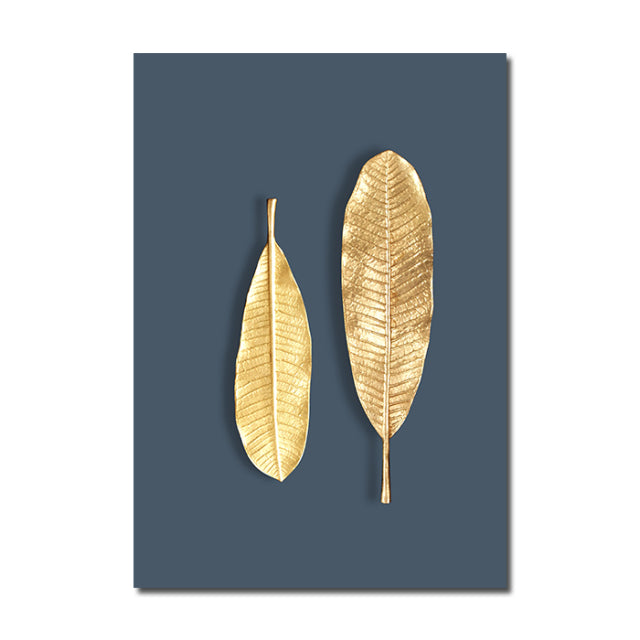 Abstract Modern Golden Leaf Print