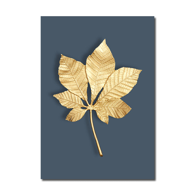 Abstract Modern Golden Leaf Print