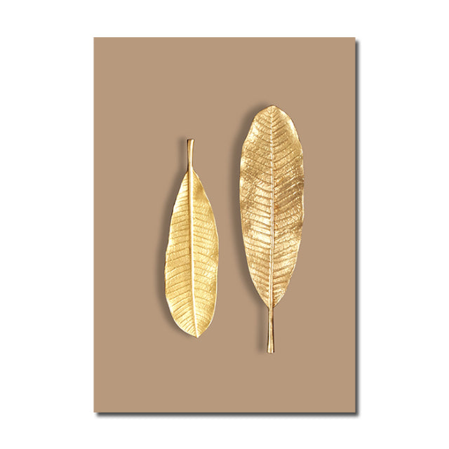 Abstract Modern Golden Leaf Print
