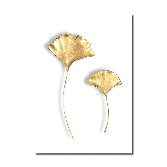 Abstract Modern Golden Leaf Print