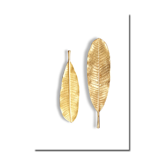 Abstract Modern Golden Leaf Print