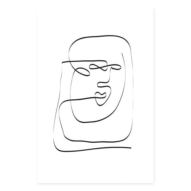 Bohemian Mountain Face Line Art Canvas Print