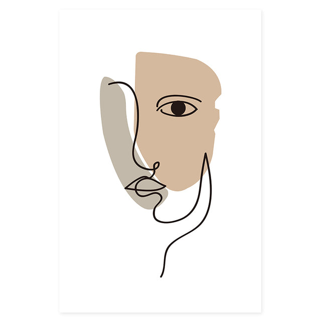 Bohemian Mountain Face Line Art Canvas Print