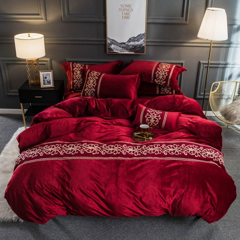 Red Velvet Duvet Set freeshipping - khollect
