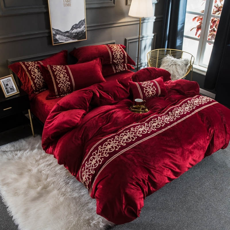 Red Velvet Duvet Set freeshipping - khollect