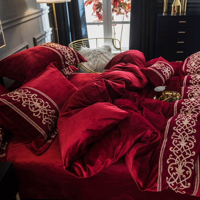 Red Velvet Duvet Set freeshipping - khollect