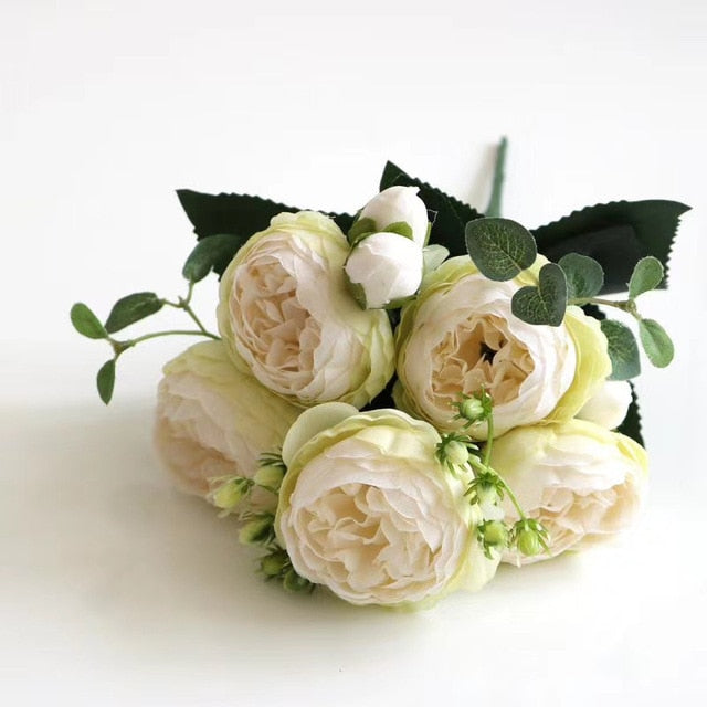 artificial rose flower bouquet set 12