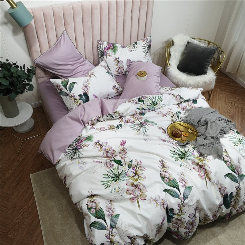 Tropical Leaves Flowers Duvet cover freeshipping - khollect
