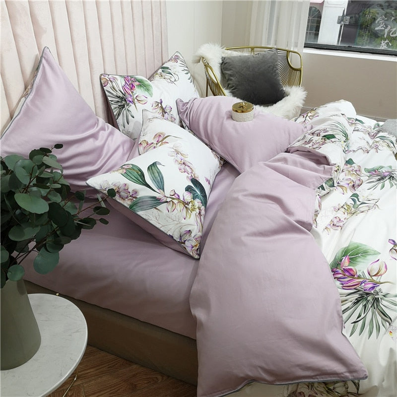 Tropical Leaves Flowers Duvet cover freeshipping - khollect