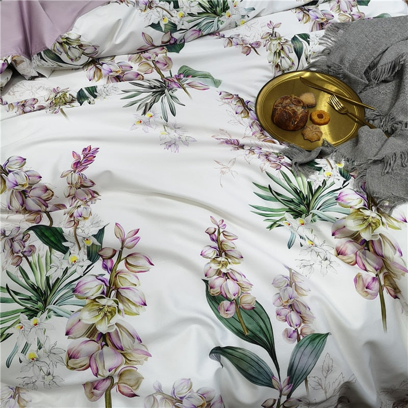 Tropical Leaves Flowers Duvet cover freeshipping - khollect