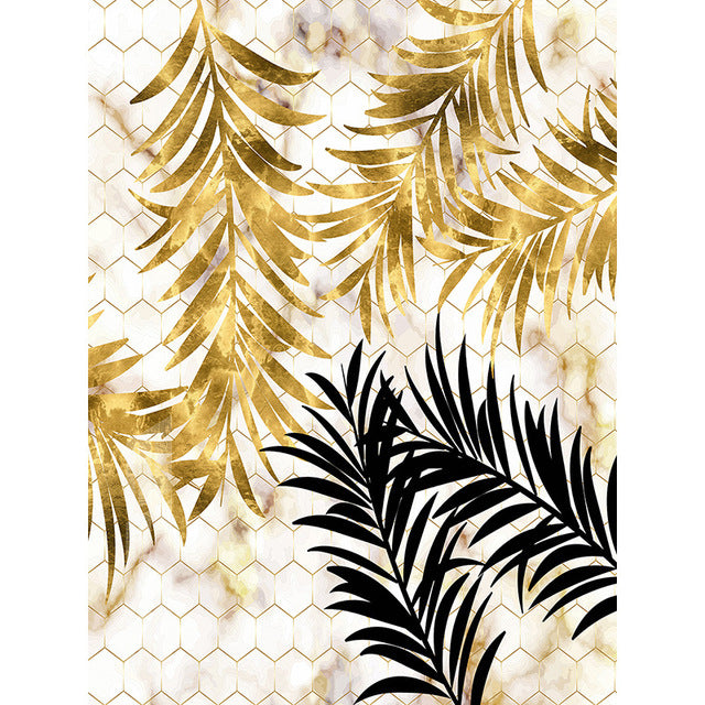 Black Gold Foliage Canvas Art Print