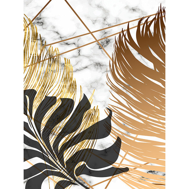 Black Gold Foliage Canvas Art Print