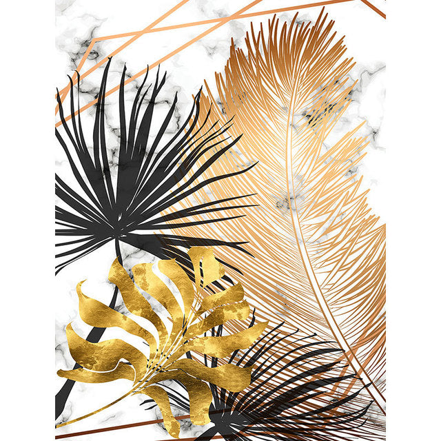 Black Gold Foliage Canvas Art Print