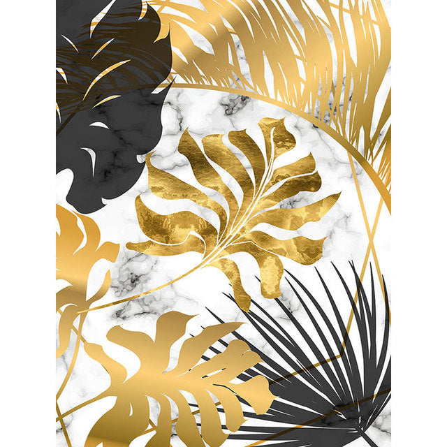 Black Gold Foliage Canvas Art Print